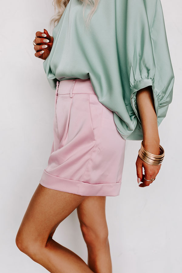 Never Outdone High Waist Shorts in Blush Image - 5