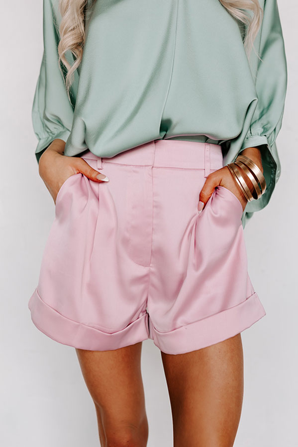 Never Outdone High Waist Shorts in Blush Image - 4