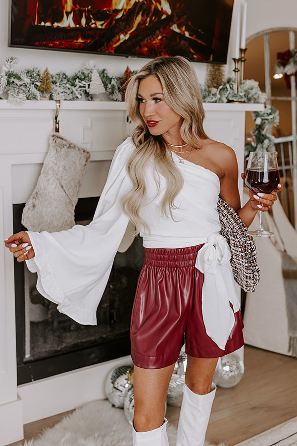 After Hours Party One Shoulder Top in Ivory Image - 1