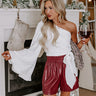 After Hours Party One Shoulder Top in Ivory Image - 1