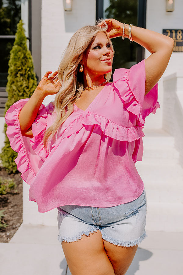 Claim To Love Ruffle Top in Pink Curves Image - 2