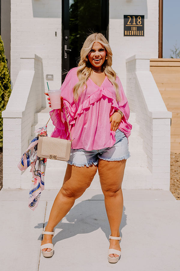 Claim To Love Ruffle Top in Pink Curves Image - 1