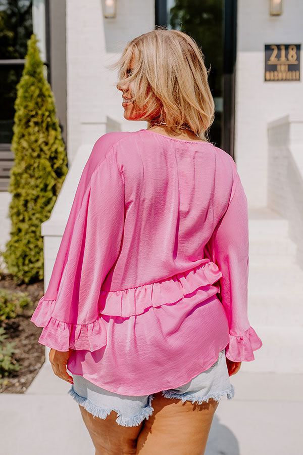 Claim To Love Ruffle Top in Pink Curves Image - 3