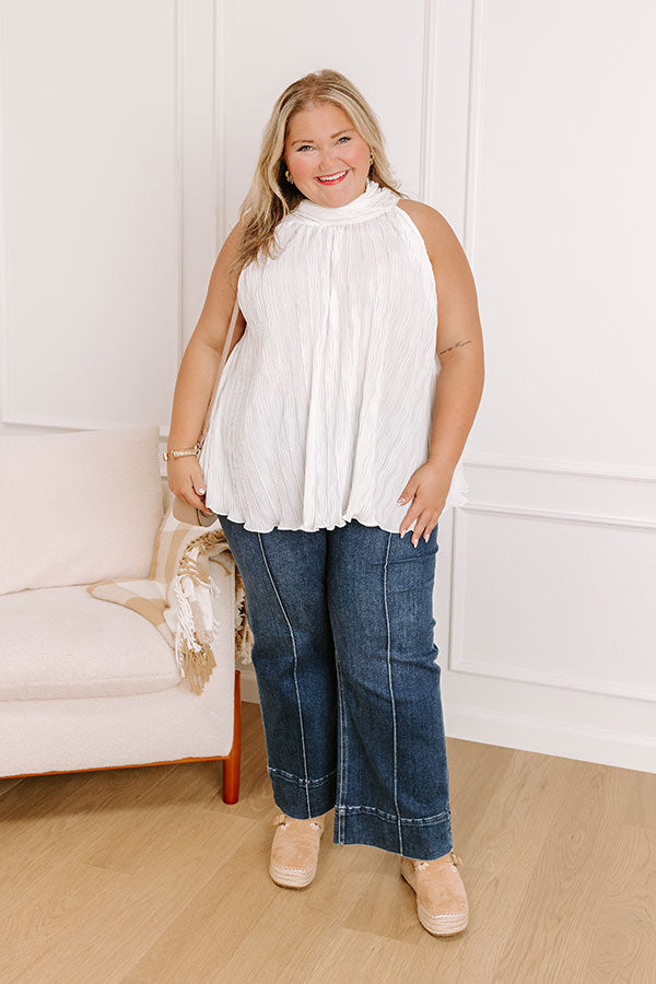 Lead Me Back To You Pleated Top in White Curves Image - 4