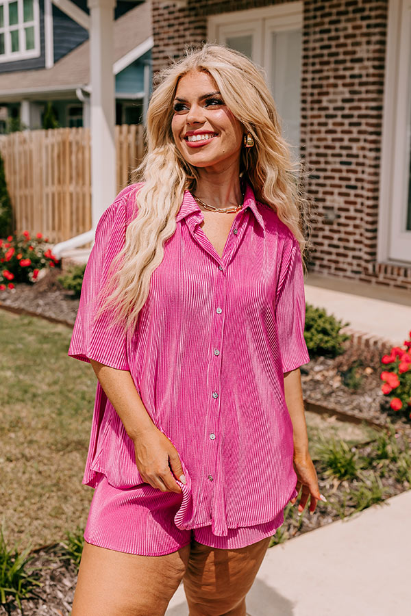 Tour The Town Pleated Top In Pink Curves Image - 1