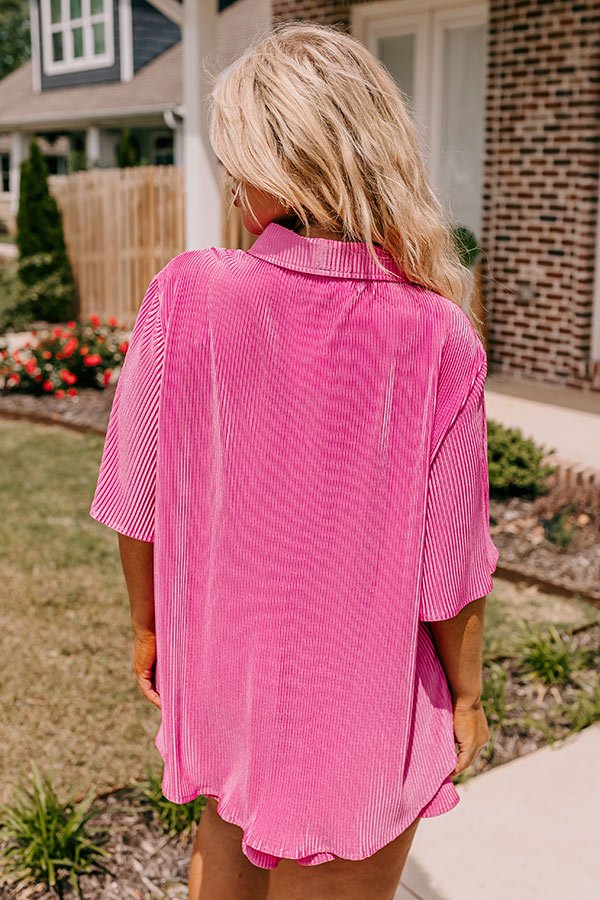 Tour The Town Pleated Top In Pink Curves Image - 3
