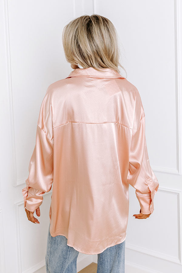 Siren Song Satin Shift Top In Peach Image - 4