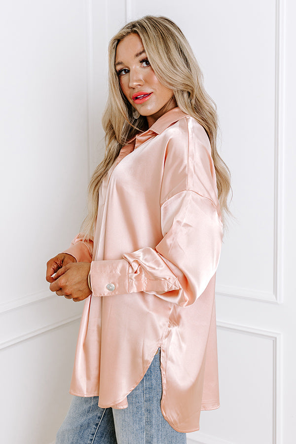 Siren Song Satin Shift Top In Peach Image - 2