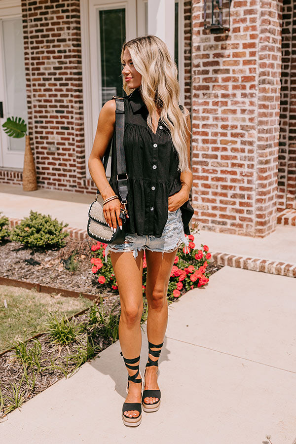 Country Club Cuteness Button Up in Black Image - 2