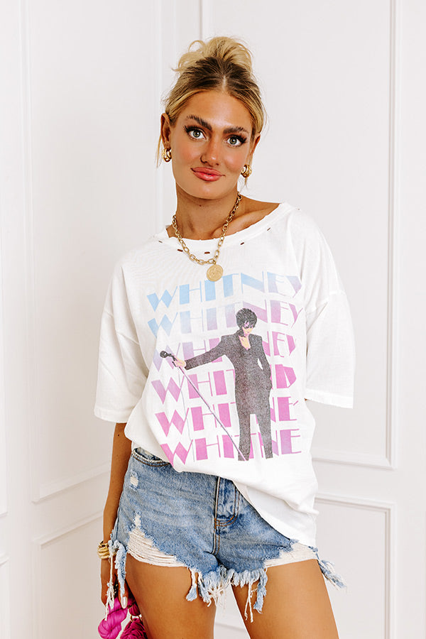 Whitney Houston On Stage Distressed Graphic Tee Image - 5