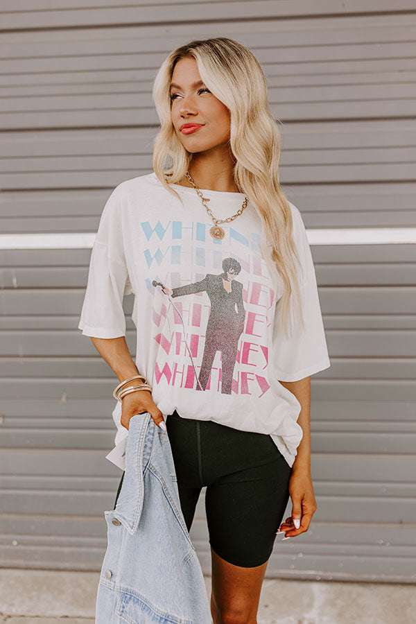 Whitney Houston On Stage Distressed Graphic Tee Image - 1