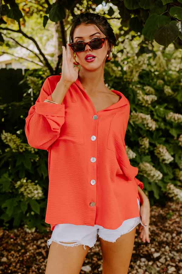Puerto Vallarta Villa Button Up In Coral Image - 1