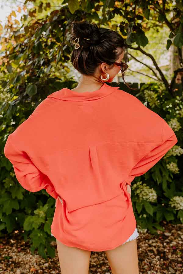 Puerto Vallarta Villa Button Up In Coral Image - 3