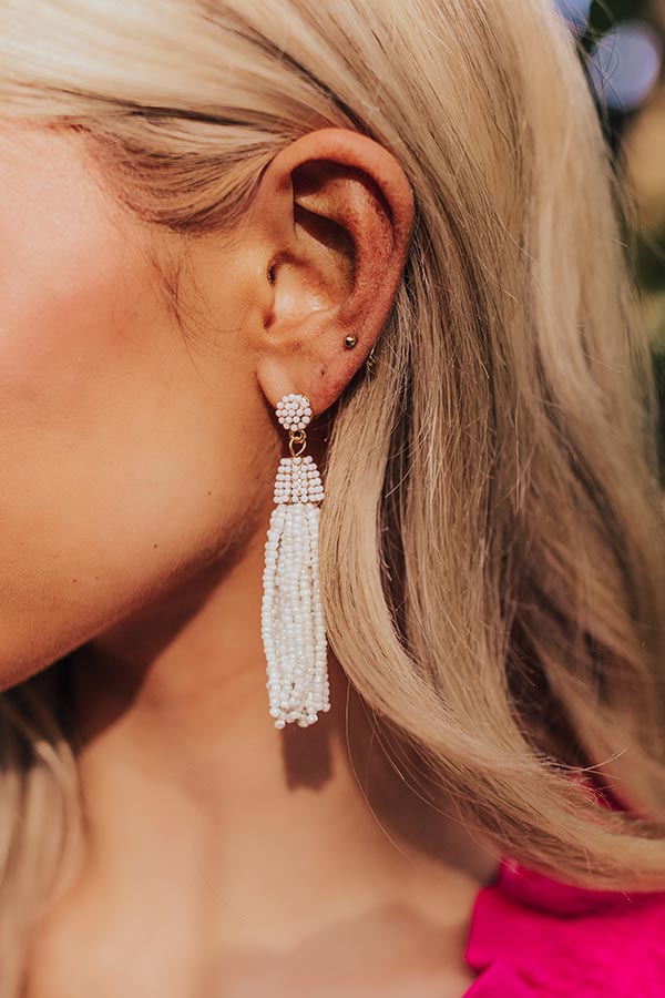 Vibrant Vibes Beaded Earrings In White Image - 4