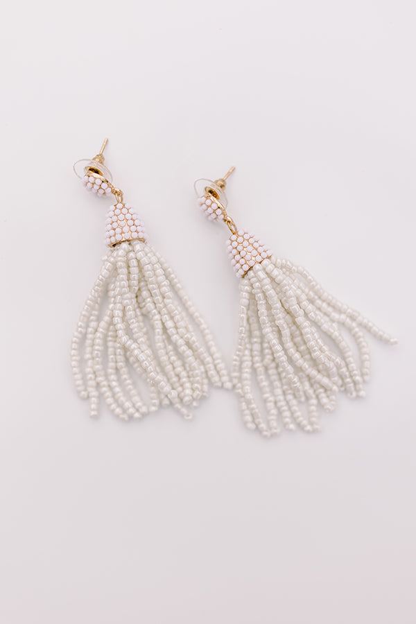 Vibrant Vibes Beaded Earrings In White