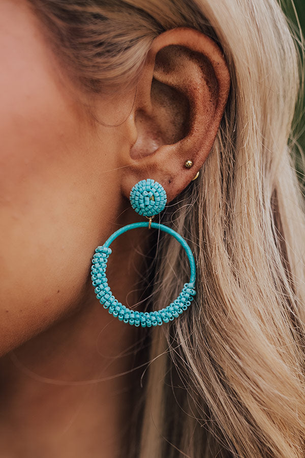 Wait And Smile Beaded Earrings In Turquoise Image - 2