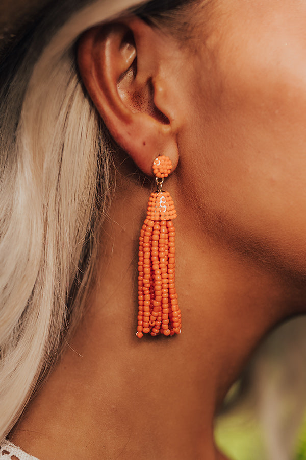 Vibrant Vibes Beaded Earrings In Orange Image - 2