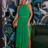 Radiant Reflection Pleated Maxi In Green Image - 1