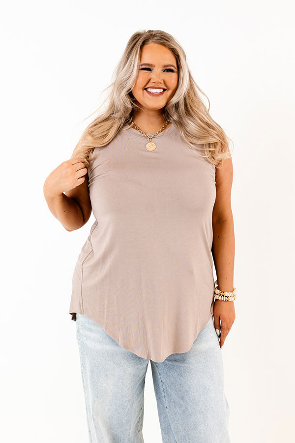 Backyard BBQ Shift Tank In Taupe Curves Image - 2