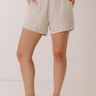 Risen The Aspen High Waist Linen Blend Shorts In Stone Image - 1
