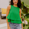 Classic And Keen Linen-Blend Top In Green Image - 1