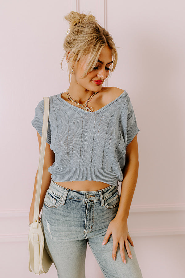 Moonlit Bay Knit Top In Airy Blue Image - 2