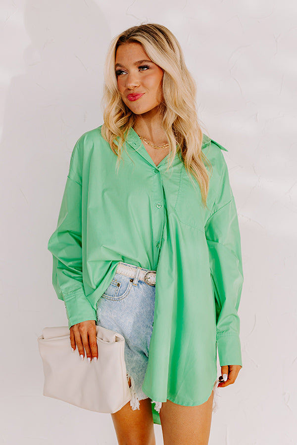Urban Adventures Oversized Button Up In Kelly Green Image - 4