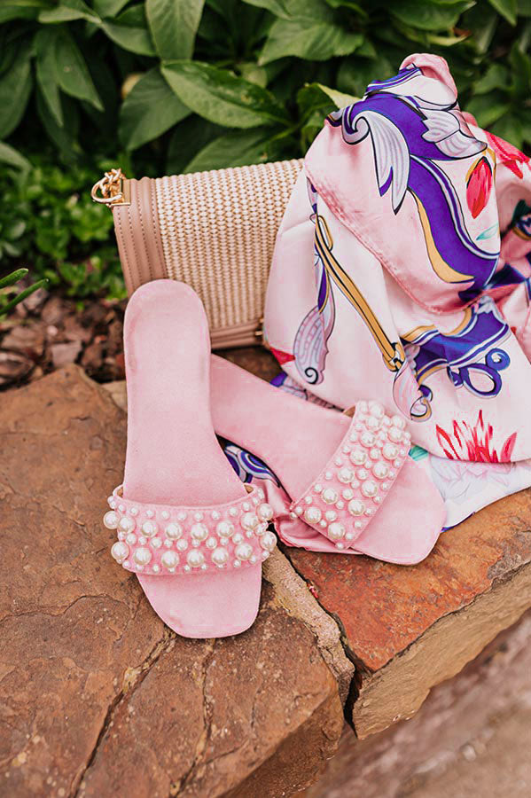 The Kelly Faux Suede Embellished Sandal In Pink Image - 2