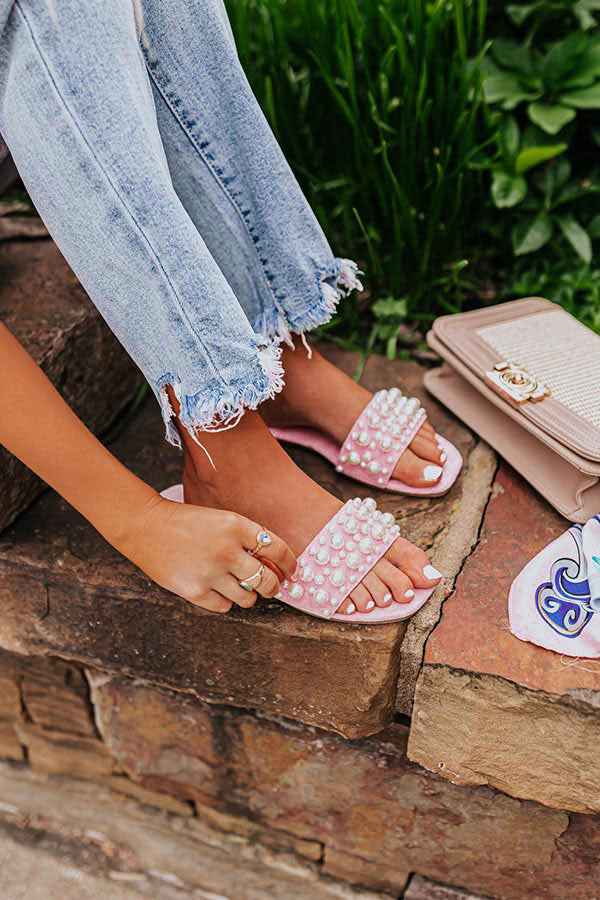 The Kelly Faux Suede Embellished Sandal In Pink Image - 1