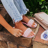 The Kelly Faux Suede Embellished Sandal In Pink Image - 1