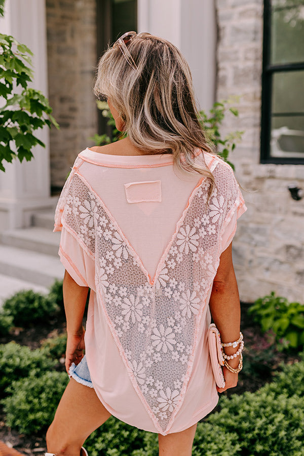 Charming Cityscape Lace Top In Peach Image - 2