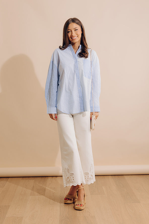 Pure Peace Stripe Button Up In Sky Blue Image - 2
