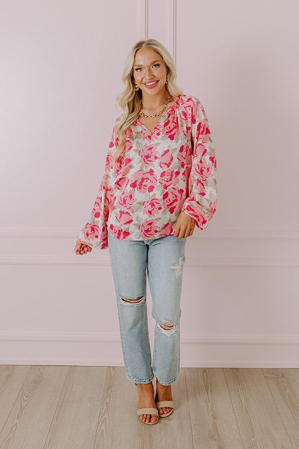 So Easy To Love Floral Top in Light Pink Image - 3