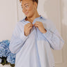 Pure Peace Stripe Button Up In Sky Blue Curves Image - 1
