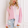Pure Peace Stripe Button Up In Pink Image - 1