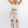 The Averie High Waist Distressed Straight Leg Jean in Latte Image - 1