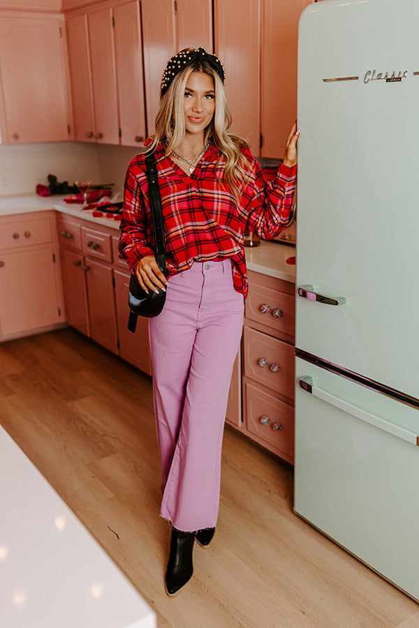 The Adriana High Waist Wide Leg Jean in Lavender