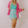 Magic Melody Wrap Skirt In Teal Curves Image - 1