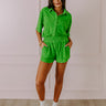 Pulling It Together Terry Cloth Shorts In Kelly Green Image - 1