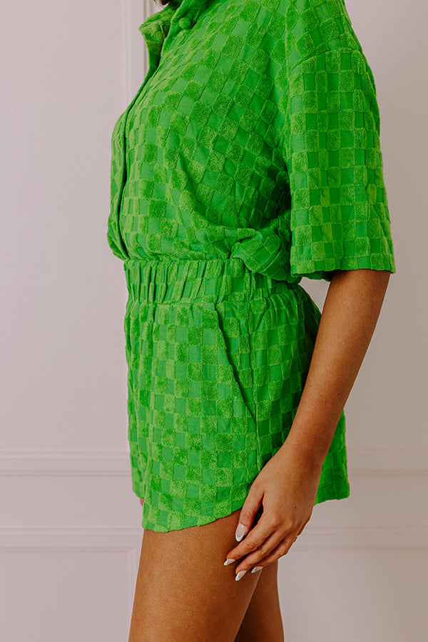 Pulling It Together Terry Cloth Shorts In Kelly Green Image - 2