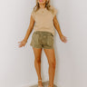The Gabby High Waist Mineral Wash Shorts In Sage Image - 1