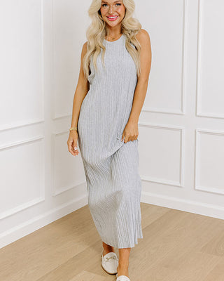 Maine Way Pleated Maxi In Grey