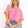 Along The Path Mineral Wash Knit Top In Pink Curves Image - 1