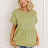 Greek Isles Linen-Blend Babydoll Top In Pear Image - 1