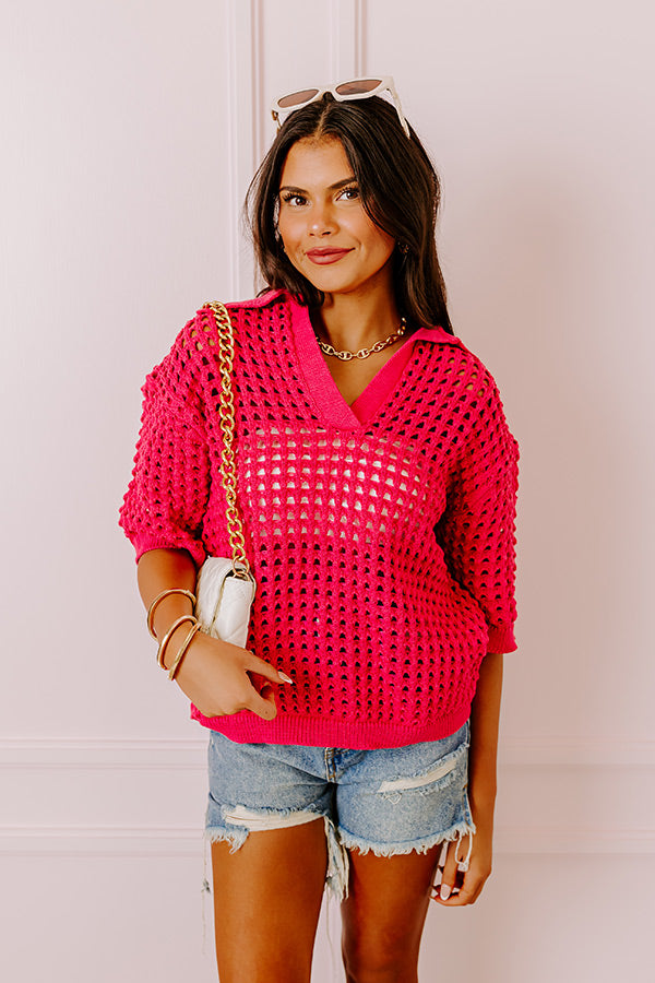 Beachside Bliss Knit Top In Hot Pink Image - 1