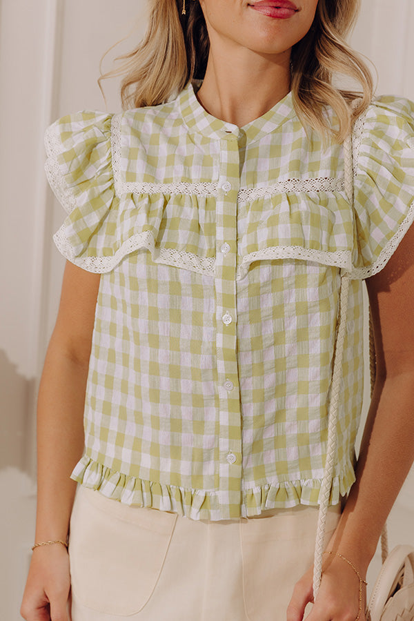 Downright Delightful Gingham Top In Lime Image - 5