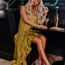 Milan Runway Satin Dress In Lime Punch Image - 1