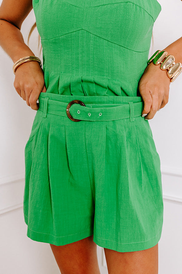Sunset Horizon High Waist Shorts In Kelly Green