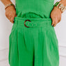 Sunset Horizon High Waist Shorts In Kelly Green Image - 1