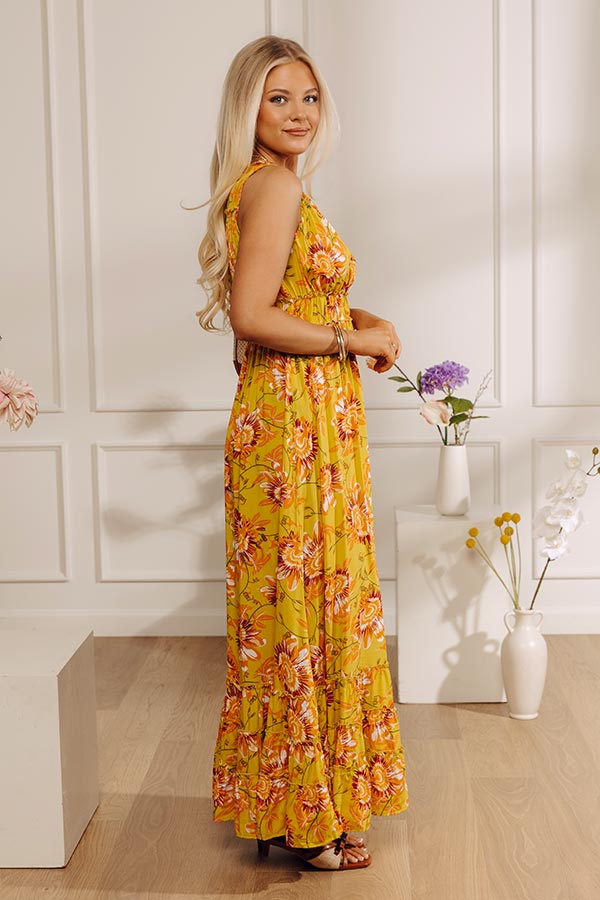 Sunflower Gazing Floral Maxi Dress Image - 2